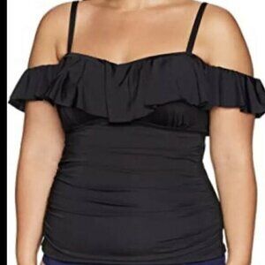 NWT Kenneth Cole Reaction Black Tankini top 1X